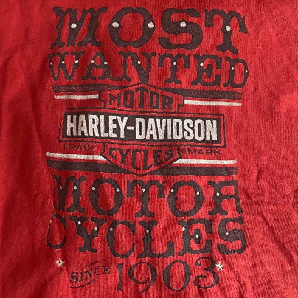 Red short sleeved Harley Davidson shirt